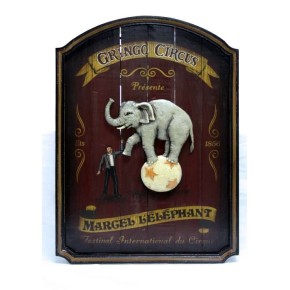 Cadre bois relief Marcel l'éléphant