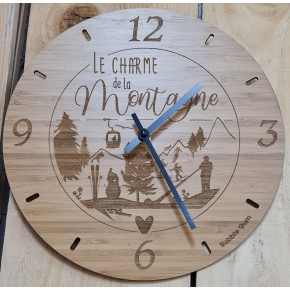 Horloge bois "charme montagne" 29cm