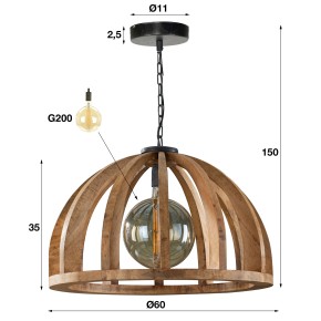 Suspension Cloche Bois Courbé